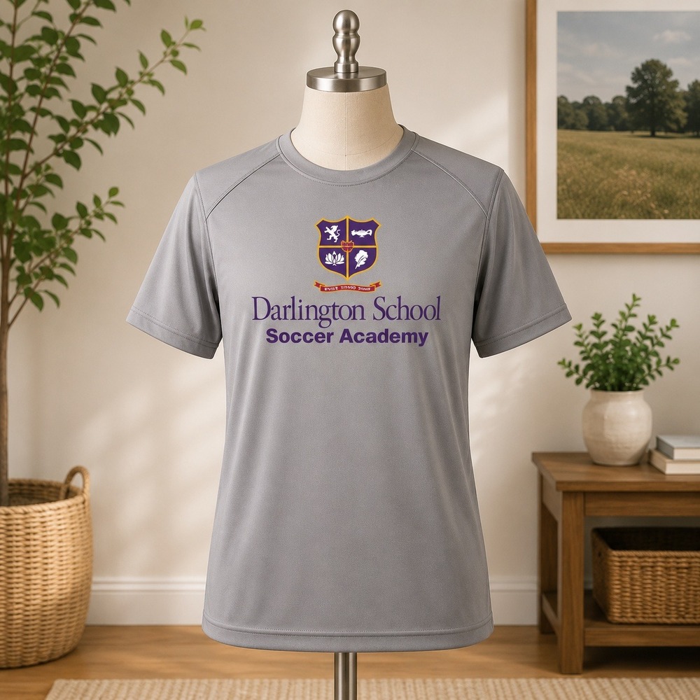 Team 365 Darlington School Soccer Academy Shirt Mens Small Gray Performance Tee
